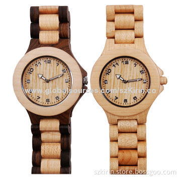 Watch in Imported Red, Black Sandalwood Case, Bracelet or Hard Maple Wood